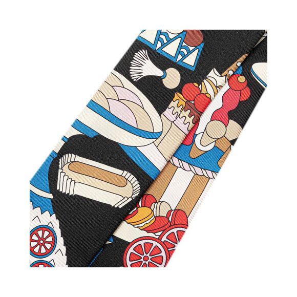 Pre Loved Hermes La Patisserie Francaise Silk Twilly Scarf Women Black Scarves & - Picture 5 of 7